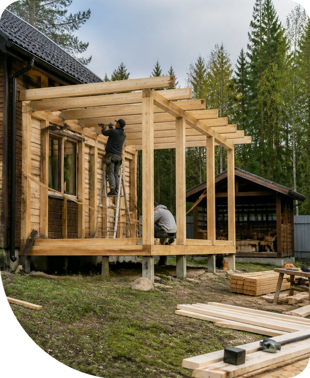 Строительство пристроек и построек на участке в Лобне