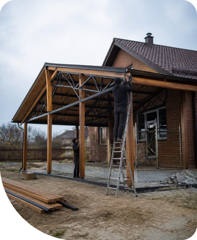 Пристройка навеса к дому и участку в Лобне под ключ